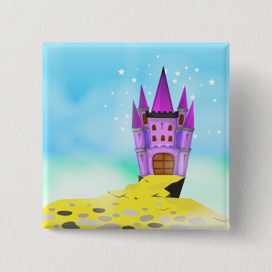 Badge Carré 5 Cm Château de contes de fées (Devant)