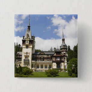 Badge Carré 5 Cm Château de Peles du 18ème siècle, Sinaia, Roumanie