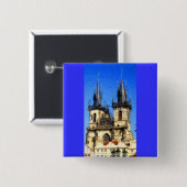 Badge Carré 5 Cm Château de Prague (Devant & derrière)