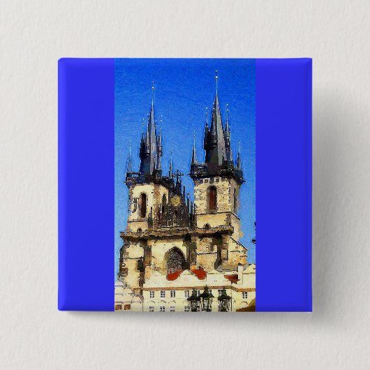 Badge Carré 5 Cm Château de Prague (Devant)