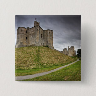 Badge Carré 5 Cm Château de Warkworth dans le Northumberland,