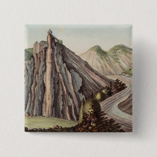 Badge Carré 5 Cm Château d'Orava vu du côté nord en Slovaquie
