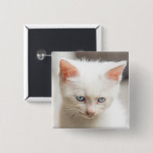 Badge Carré 5 Cm Chaton blanc (Devant & derrière)