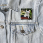 Badge Carré 5 Cm Chaton blanc turc (En situation)