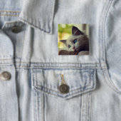 Badge Carré 5 Cm Chaton de Ragdoll (En situation)