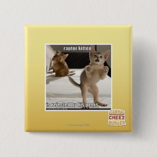 Badge Carré 5 Cm Chaton de Raptor (Devant)