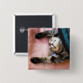 Badge Carré 5 Cm Chaton de sommeiller (Devant & derrière)