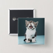 Badge Carré 5 Cm Chaton meowing (Devant & derrière)
