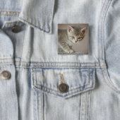 Badge Carré 5 Cm Chaton minuscule (En situation)