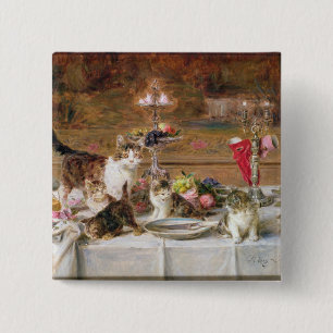 Badge Carré 5 Cm Chatons à un banquet, 19ème siècle