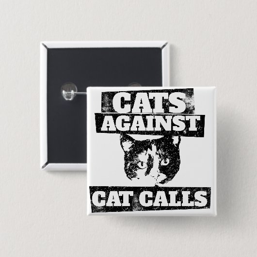 Badge Carré 5 Cm Chats contre les appels de chat (Devant & derrière)