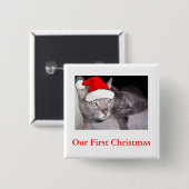 Badge Carré 5 Cm Chats de Noël (Devant & derrière)