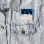 Badge Carré 5 Cm Chats noirs dans la neige, Louis Wain (En situation)
