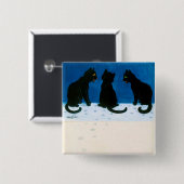 Badge Carré 5 Cm Chats noirs dans la neige, Louis Wain (Devant & derrière)
