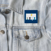 Badge Carré 5 Cm Chats regardant le bouton de lune (En situation)