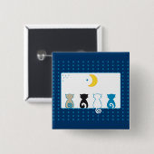 Badge Carré 5 Cm Chats regardant le bouton de lune (Devant & derrière)