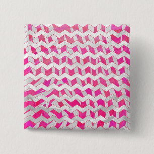 Badge Carré 5 Cm Chaud rose et blanc Chevron Zebra