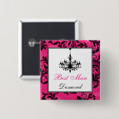 Badge Carré 5 Cm Chauffeur rose noir blanc Meilleur chien (Devant & derrière)