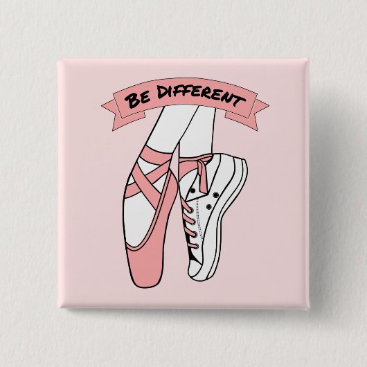 Badge Carré 5 Cm Chaussures en Ballet Rose (Devant)