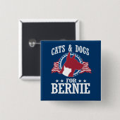 BADGE CARRÉ 5 CM CHAUSSURES ET CHIENS POUR BERNIE SANDERS (Devant & derrière)