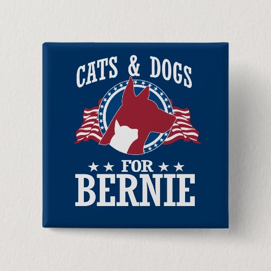 BADGE CARRÉ 5 CM CHAUSSURES ET CHIENS POUR BERNIE SANDERS (Devant)