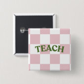 Badge Carré 5 Cm Checkered “Teach” Button (Devant & derrière)