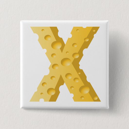 Badge Carré 5 Cm Cheese Letter X Typography (Devant)