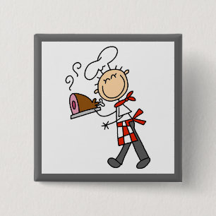 Badge Carré 5 Cm Chef avec jambon cuit