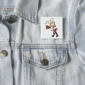 Badge Carré 5 Cm Chef avec les T-shirts et les cadeaux cuits au (En situation)