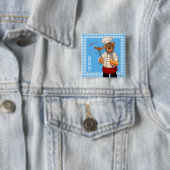 Badge Carré 5 Cm Chef barbecue Dinky Bears (En situation)
