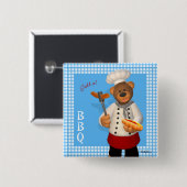 Badge Carré 5 Cm Chef barbecue Dinky Bears (Devant & derrière)