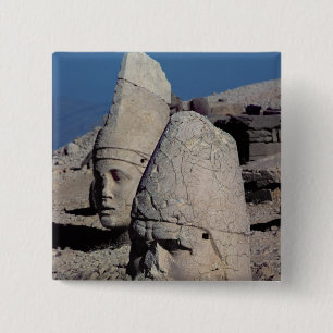 Badge Carré 5 Cm Chef de Zeus-Oromandes et une déesse