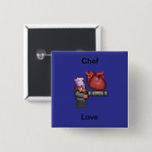 Badge Carré 5 Cm Chef Love Pin (Devant & derrière)