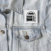 Badge Carré 5 Cm Chef maître micro-ondes (En situation)