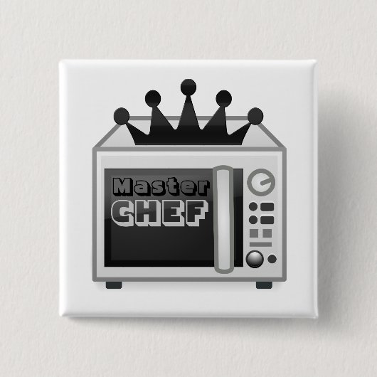 Badge Carré 5 Cm Chef maître micro-ondes (Devant)