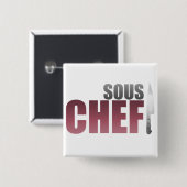 Badge Carré 5 Cm Chef rouge de Sous (Devant & derrière)