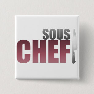 Badge Carré 5 Cm Chef rouge de Sous