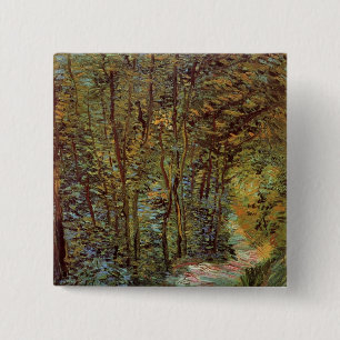 Badge Carré 5 Cm Chemin dans les Bois par Vincent van Gogh