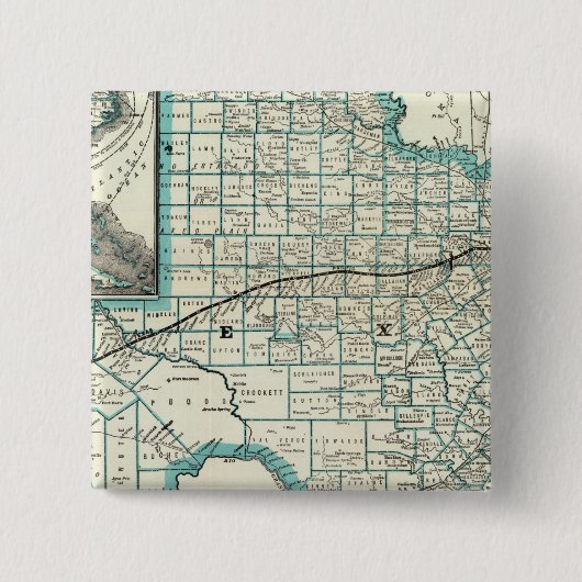 Badge Carré 5 Cm Chemin de fer pacifique du Texas (Devant)