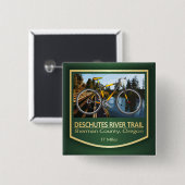 Badge Carré 5 Cm Chemin de la rivière Deschutes (vélo2) (Devant & derrière)