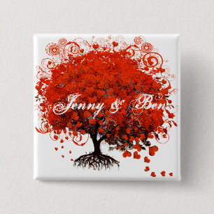Badge Carré 5 Cm Chemises de mariage à l'arbre rouge, Cadeaux, Auto