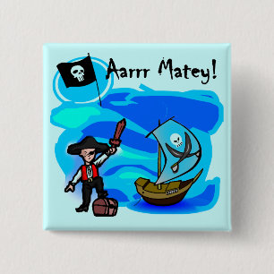 Badge Carré 5 Cm Chemises et Cadeaux Aarrr Matey