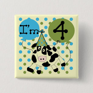 Badge Carré 5 Cm Chemises et cadeaux Blue Cow 4th Birthday