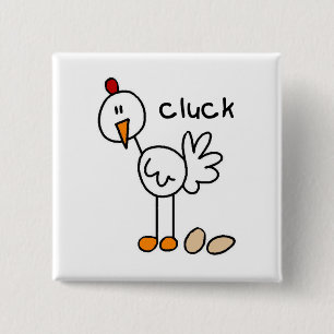 Badge Carré 5 Cm Chemises et Cadeaux Chicken Says Cluck