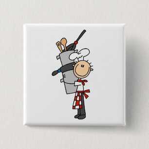 Badge Carré 5 Cm Chemises et Cadeaux pour Cuisinier avec Casseroles