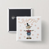 Badge Carré 5 Cm Chemises et cadeaux Prim Snowman (Devant & derrière)