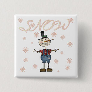 Badge Carré 5 Cm Chemises et cadeaux Prim Snowman