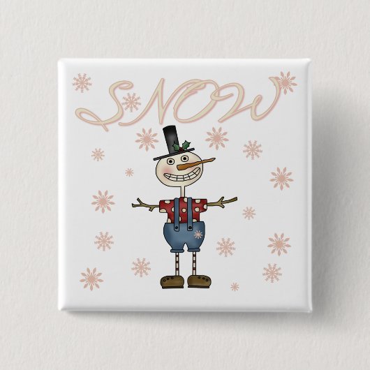 Badge Carré 5 Cm Chemises et cadeaux Prim Snowman (Devant)