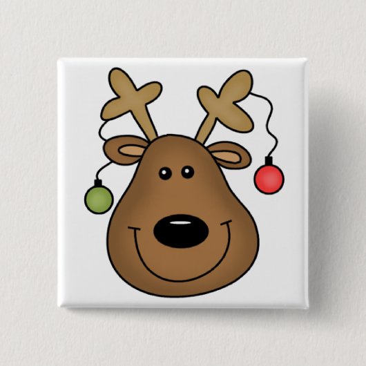 Badge Carré 5 Cm Chemises et cadeaux Reindeer (Devant)