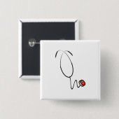 Badge Carré 5 Cm Chemises et cadeaux Stethoscope (Devant & derrière)